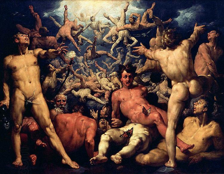 CORNELIS VAN HAARLEM The fall of Lucifer. China oil painting art